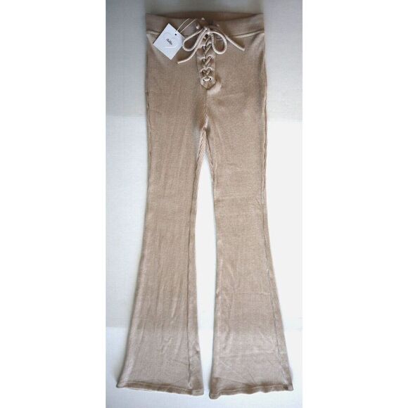 Adika CP00179 Women's Sz Small Beige Stretchy Flared Leg Pants - Picture 1 of 8